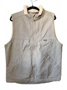 Wolverine Sherpa Lined Canvas Work Vest Men’s Medium Gray Full Zip Utility